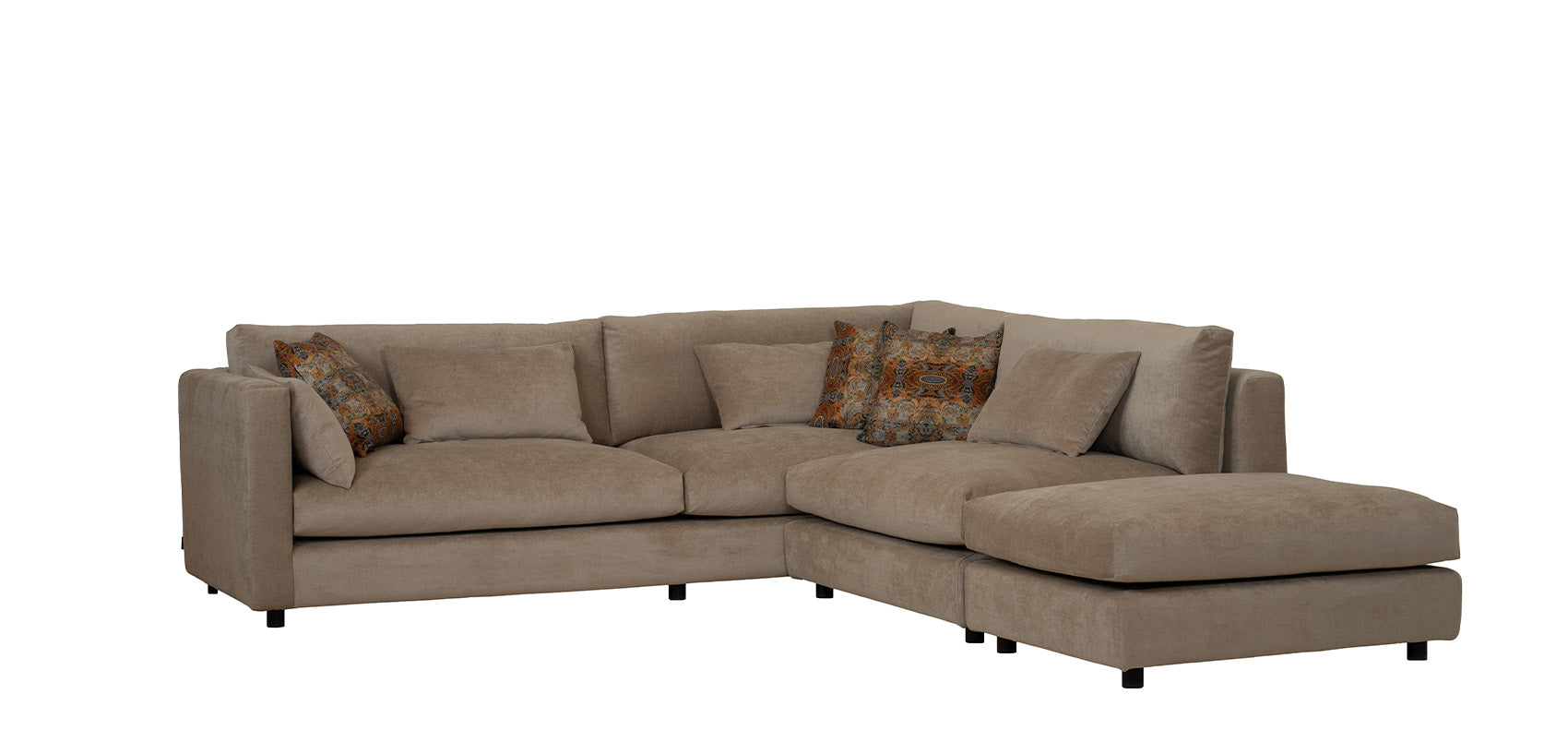 HT Collection - Low-sohva, välipala ja rahi, ruskea kangasverhoilu