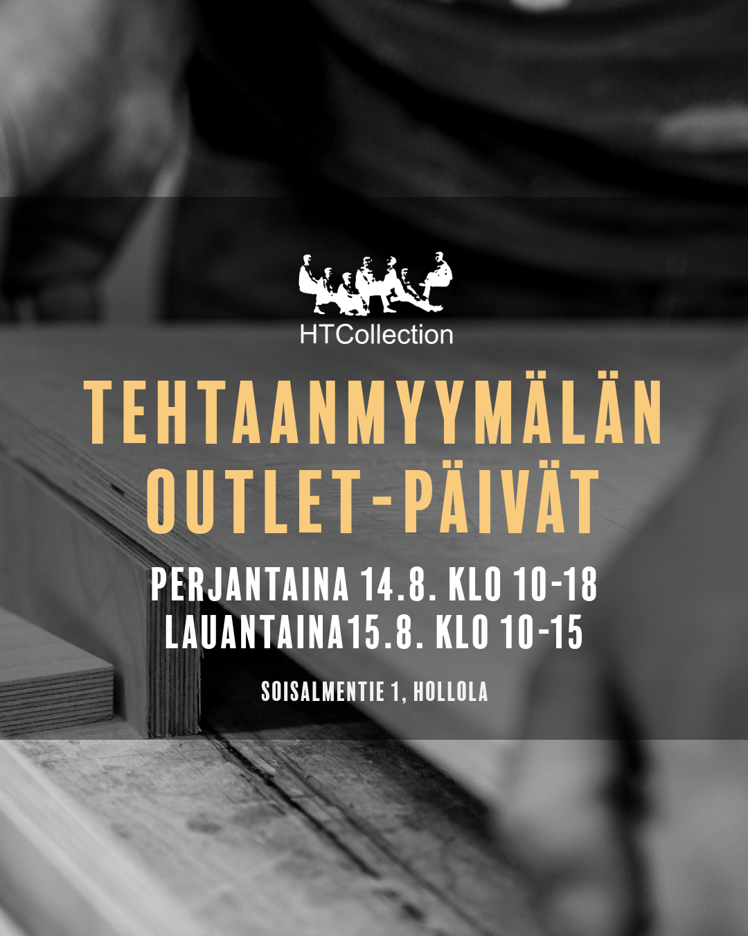 HT Collectionin tehtaanmyymälän outlet-päivät Hollolassa 14.–15.8.2026