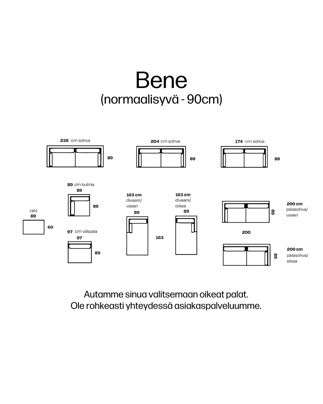 Bene 238 cm -sohva