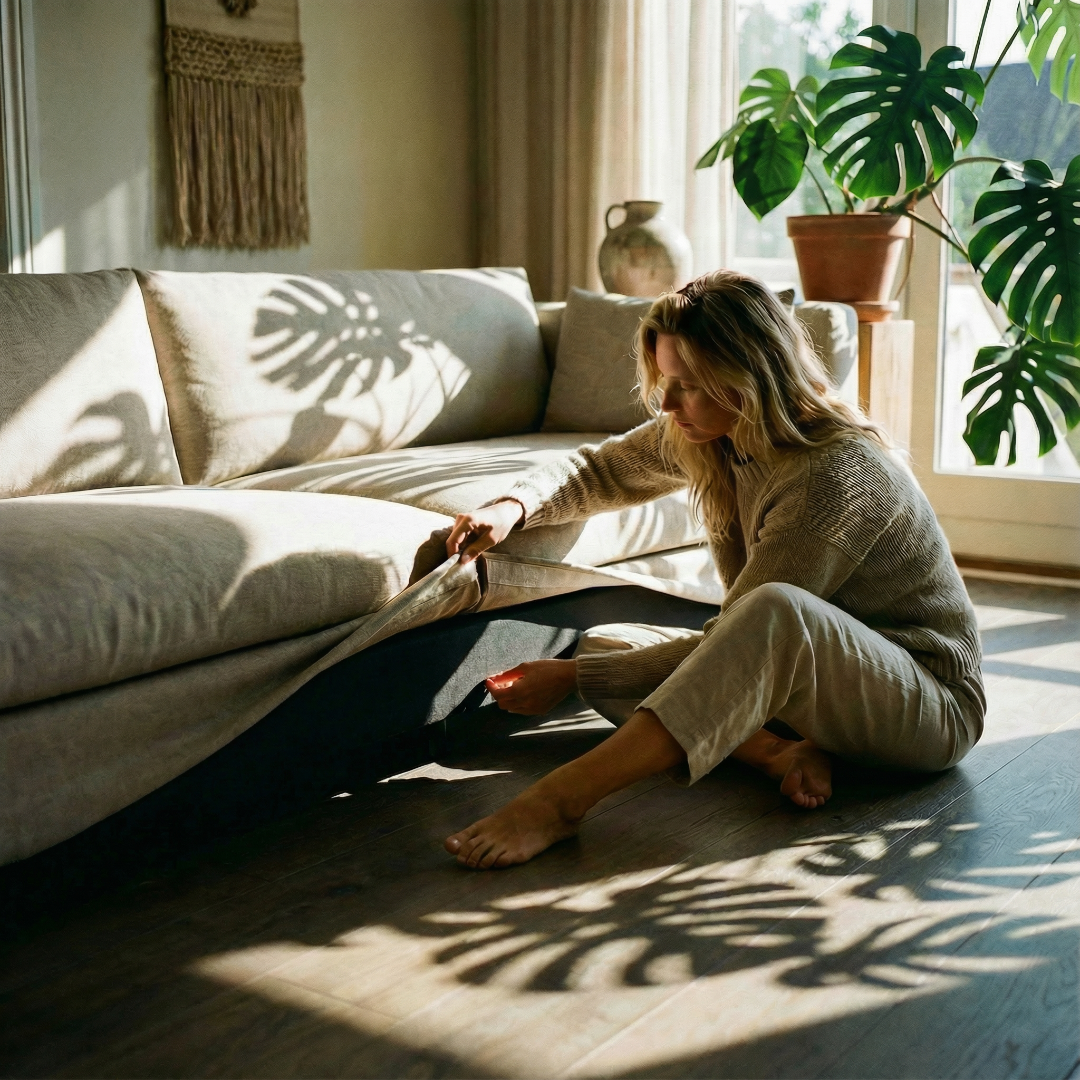 Irrotettava sohvan päällinen on helppo ottaa pois arjessa