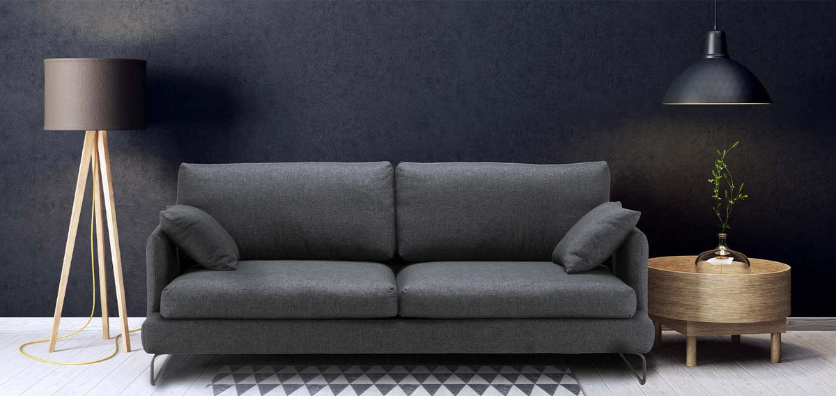 HT Collection - Como 243cm -sohva, harmaa kangasverhoilu