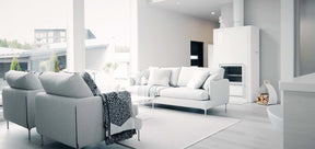 HT Collection - Como sohva ja kaksi Como-nojatuolia, valkoinen kangasverhoilu