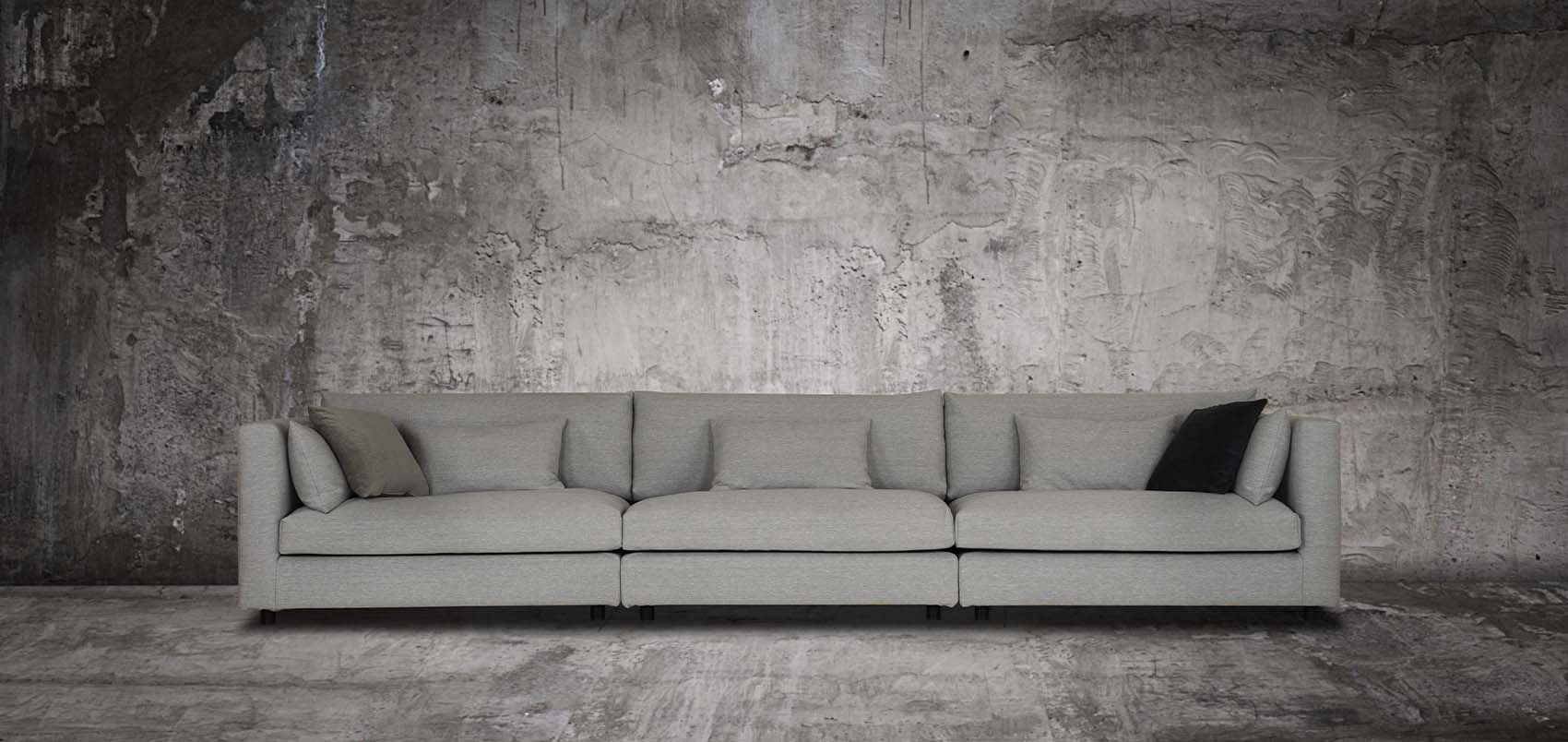HT Collection - Low-sohva, harmaa kangasverhoilu