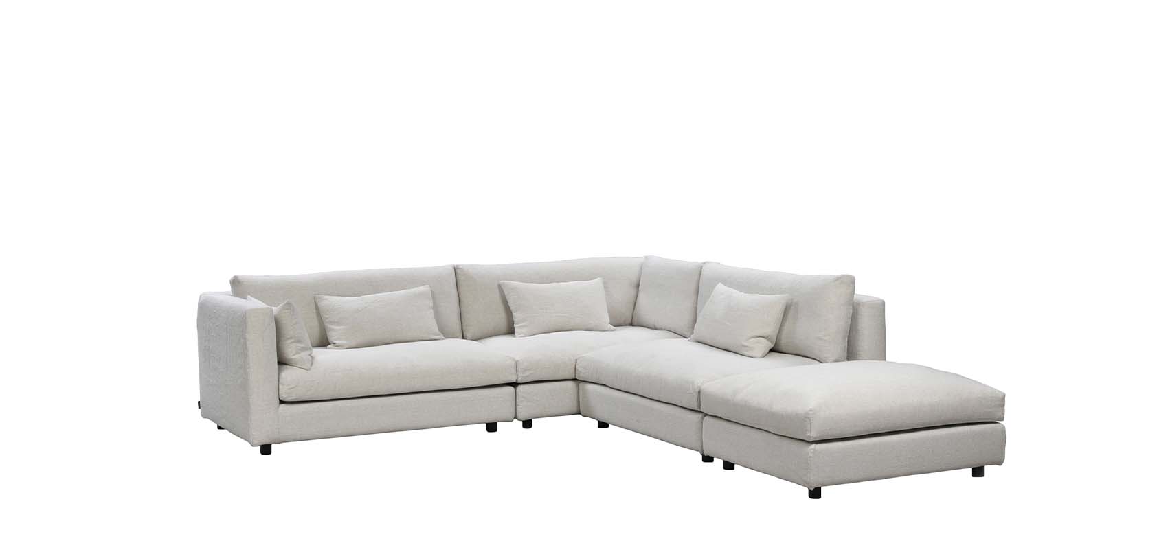 HT Collection - Low-sohva, välipala ja rahi, vaalea kangasverhoilu