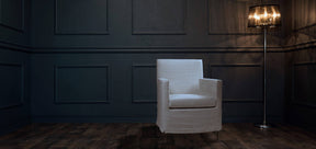 HT Collection - Pisa-nojatuoli helmalla, vaalea kangasverhoilu