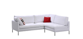 HT Collection - Donna 240cm sohva ja välipala, valkoinen kangasverhoilu