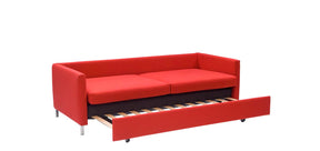 HT Collection - Donna 210 cm -vuodesohva avattuna, punainen kangasverhoilu